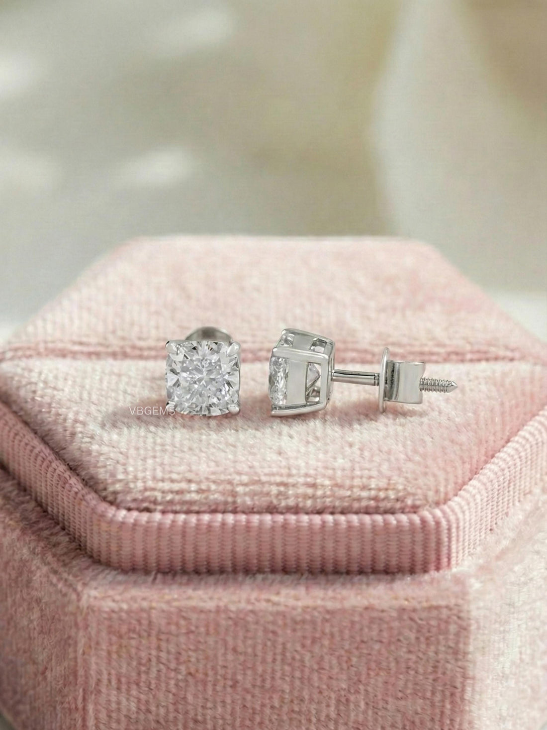 Cushion Cut Lab Grown Diamond Studs Earring