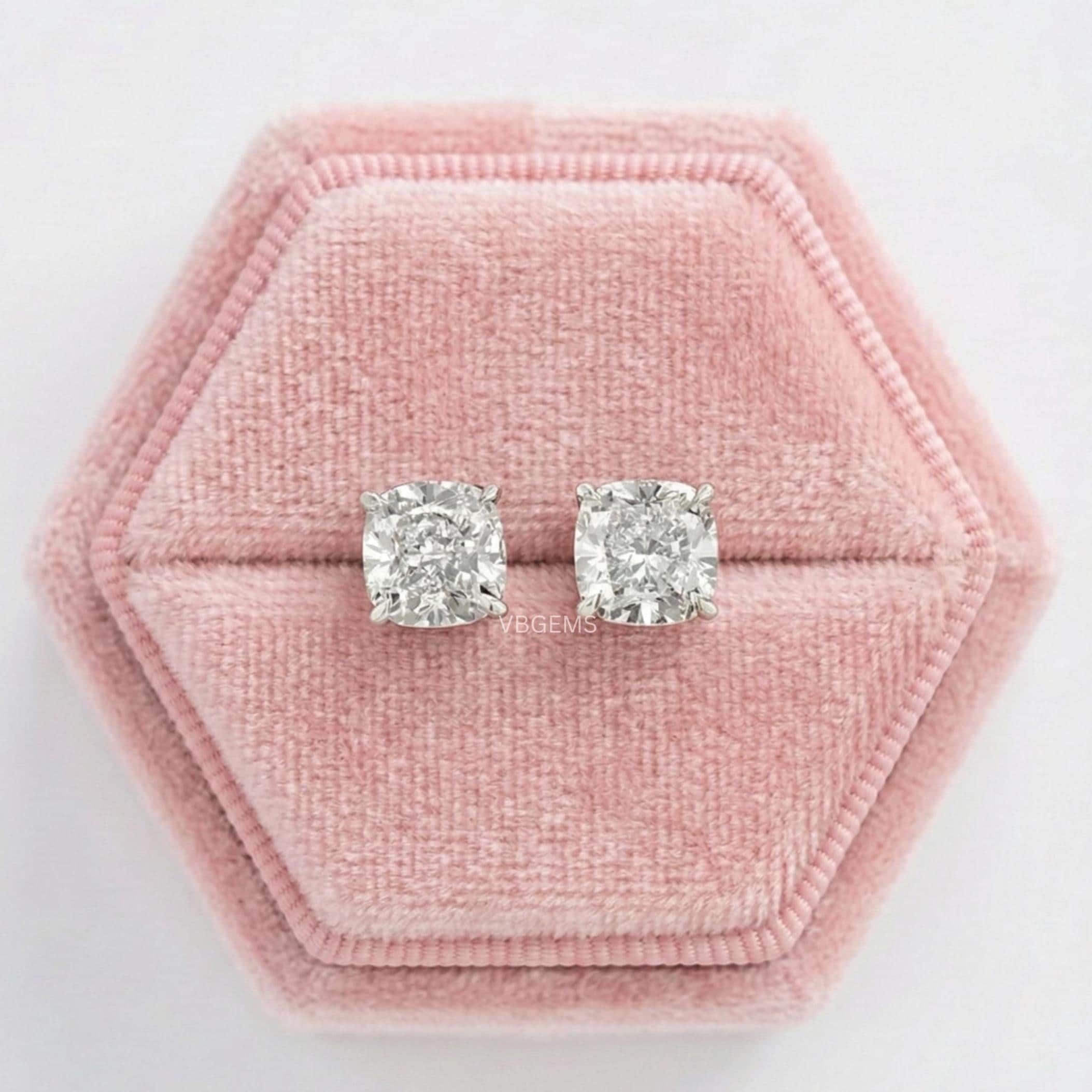 Cushion Cut Lab Grown Diamond Studs Earring
