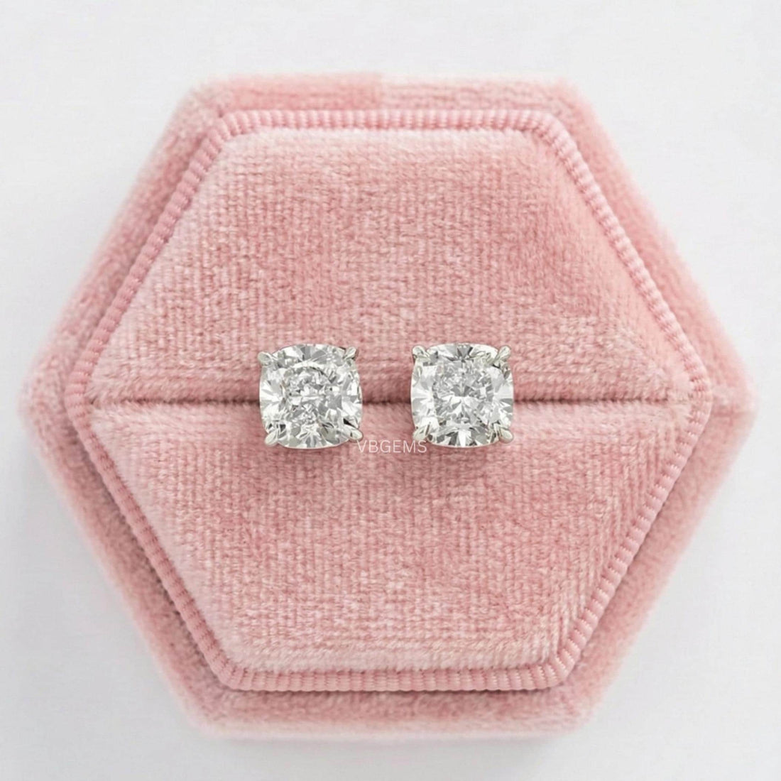 Cushion Cut Lab Grown Diamond Studs Earring