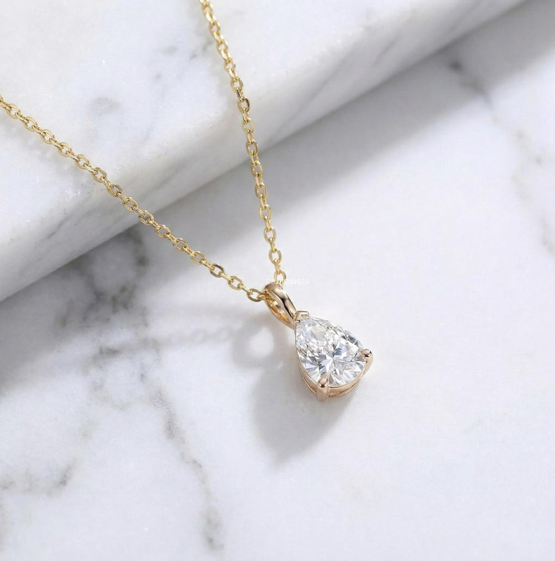 Pear Cut Lab Diamond Solitaire Engagement Pendant