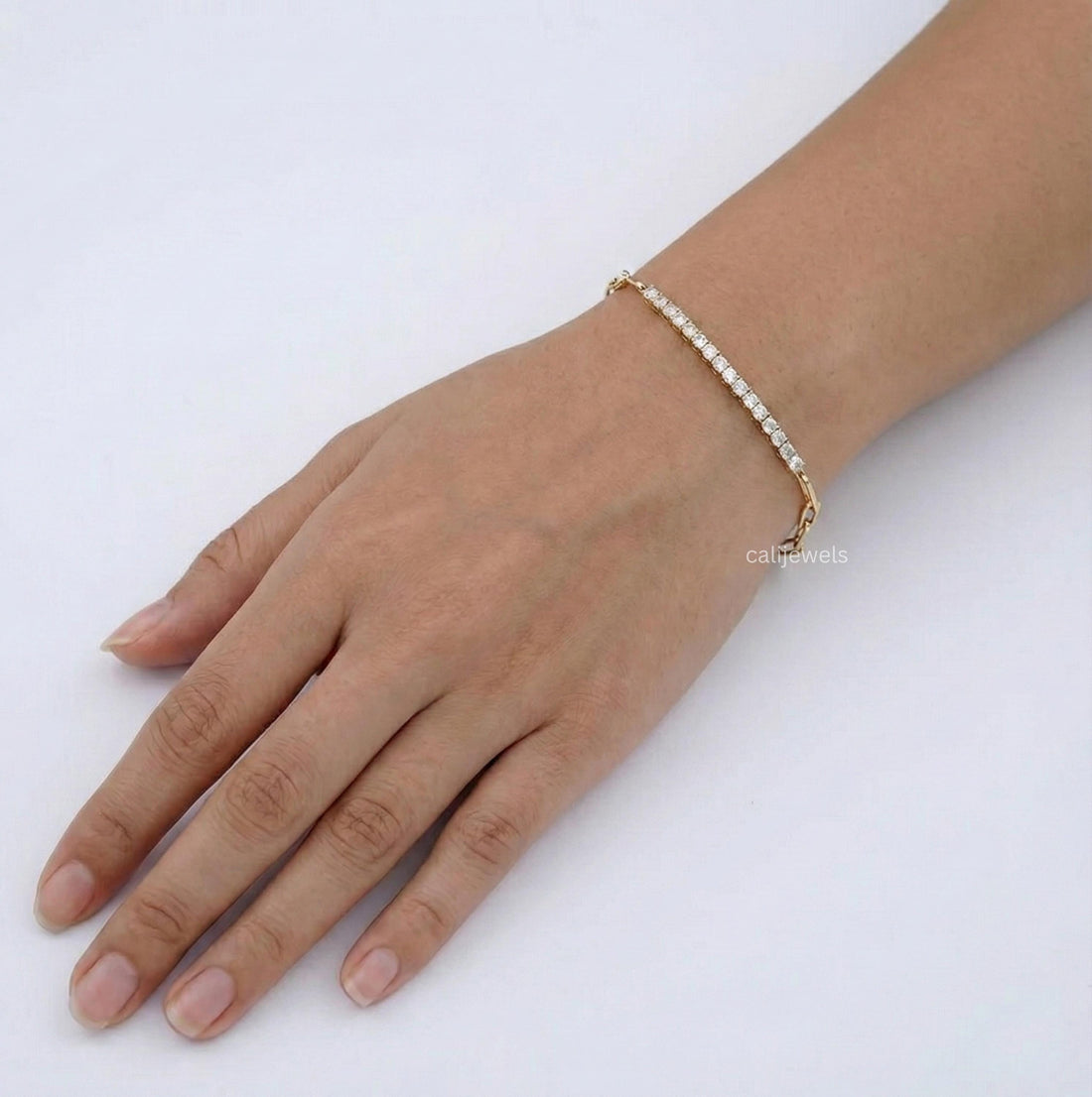 2.50 MM Round Diamond Half Tennis Half Chain Bracelet