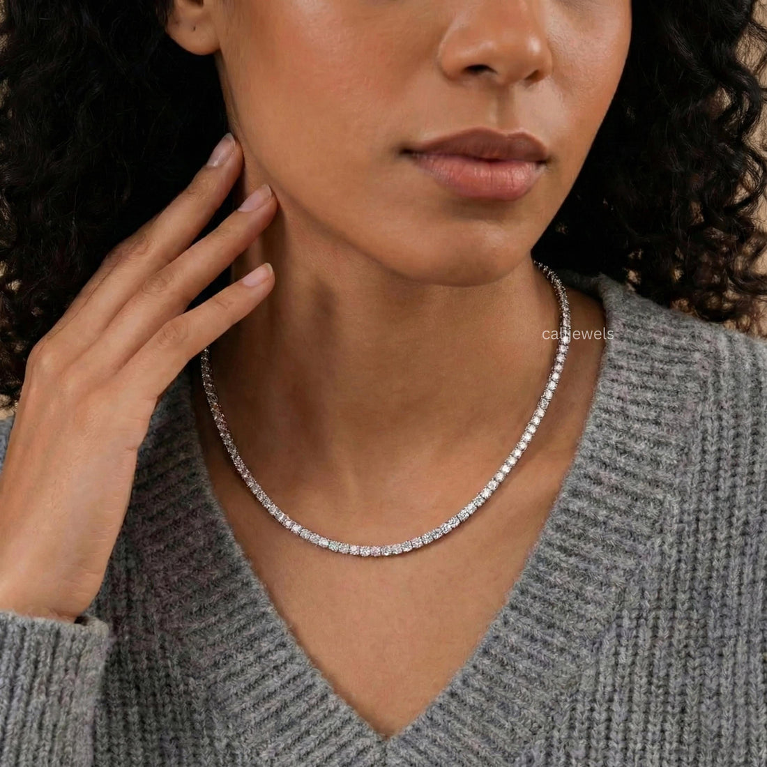 3.00 MM Round Cut Lab Diamond Tennis Necklace