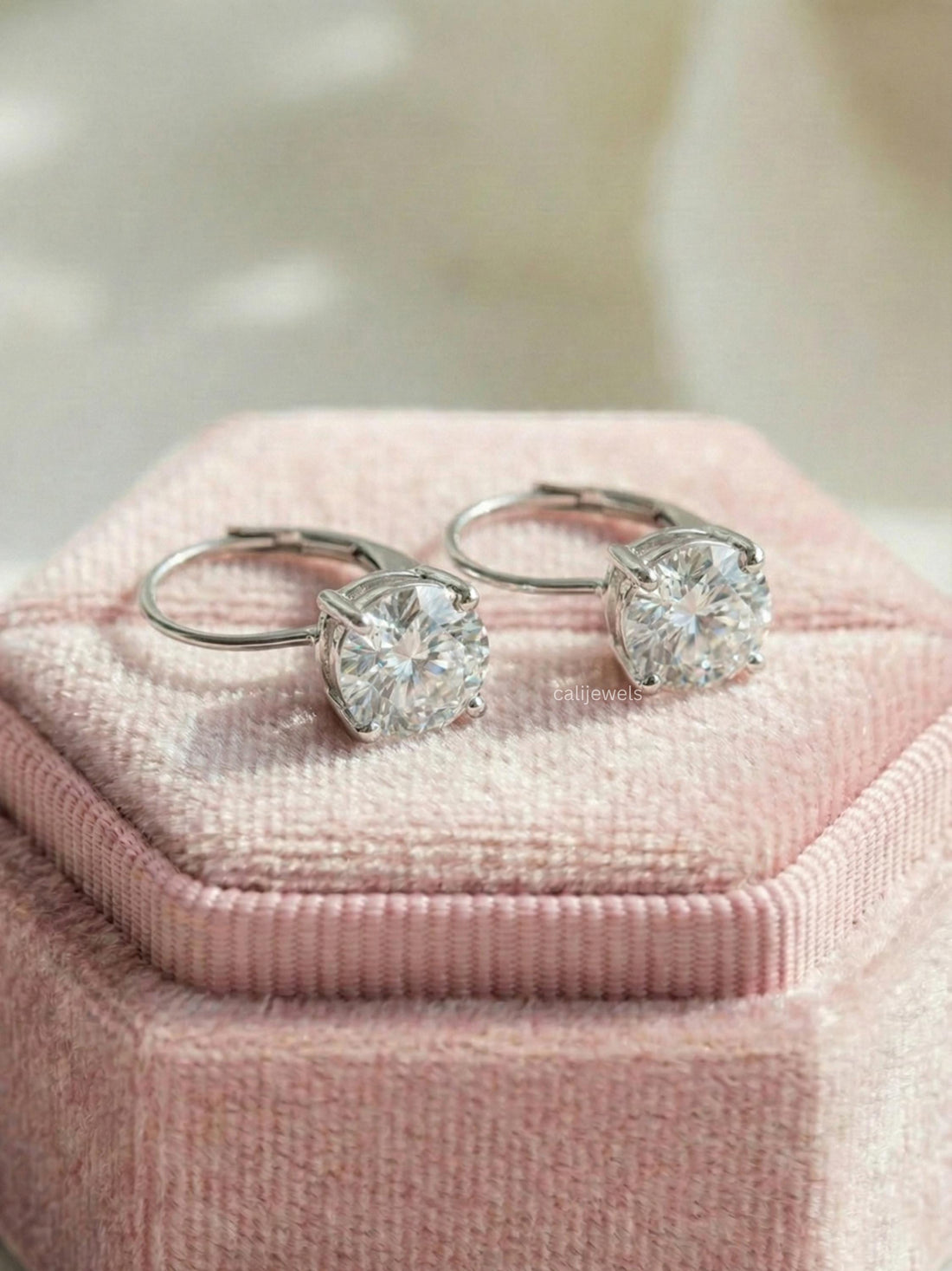 Round Lab Diamond Bridesmaid Solitaire Drop Earrings