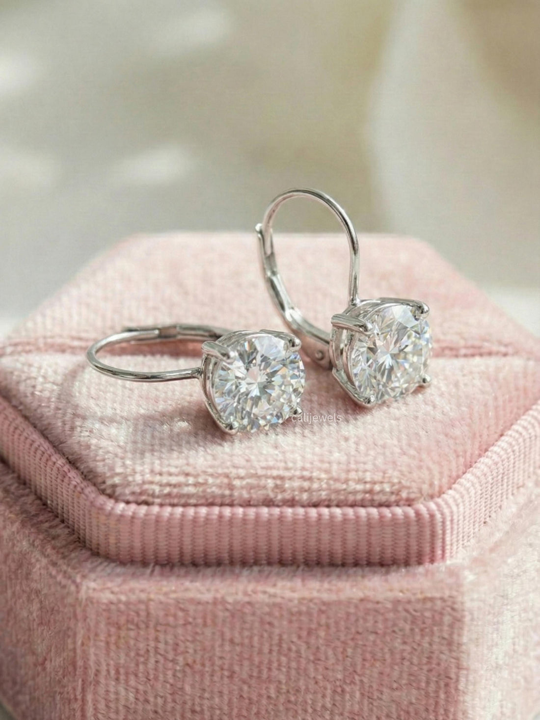 Round Lab Diamond Bridesmaid Solitaire Drop Earrings