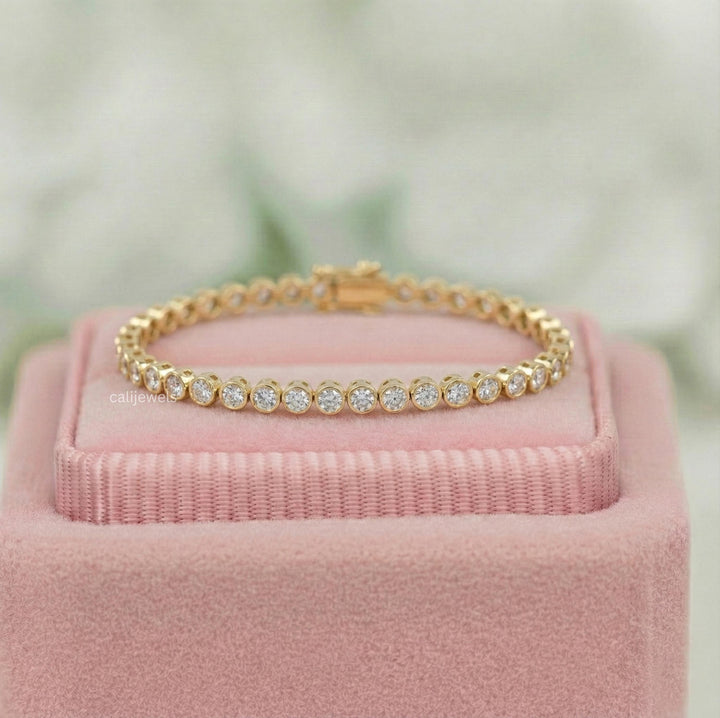 3.00 MM Round Lab Grown Diamond  Bezel Set Tennis Bracelet
