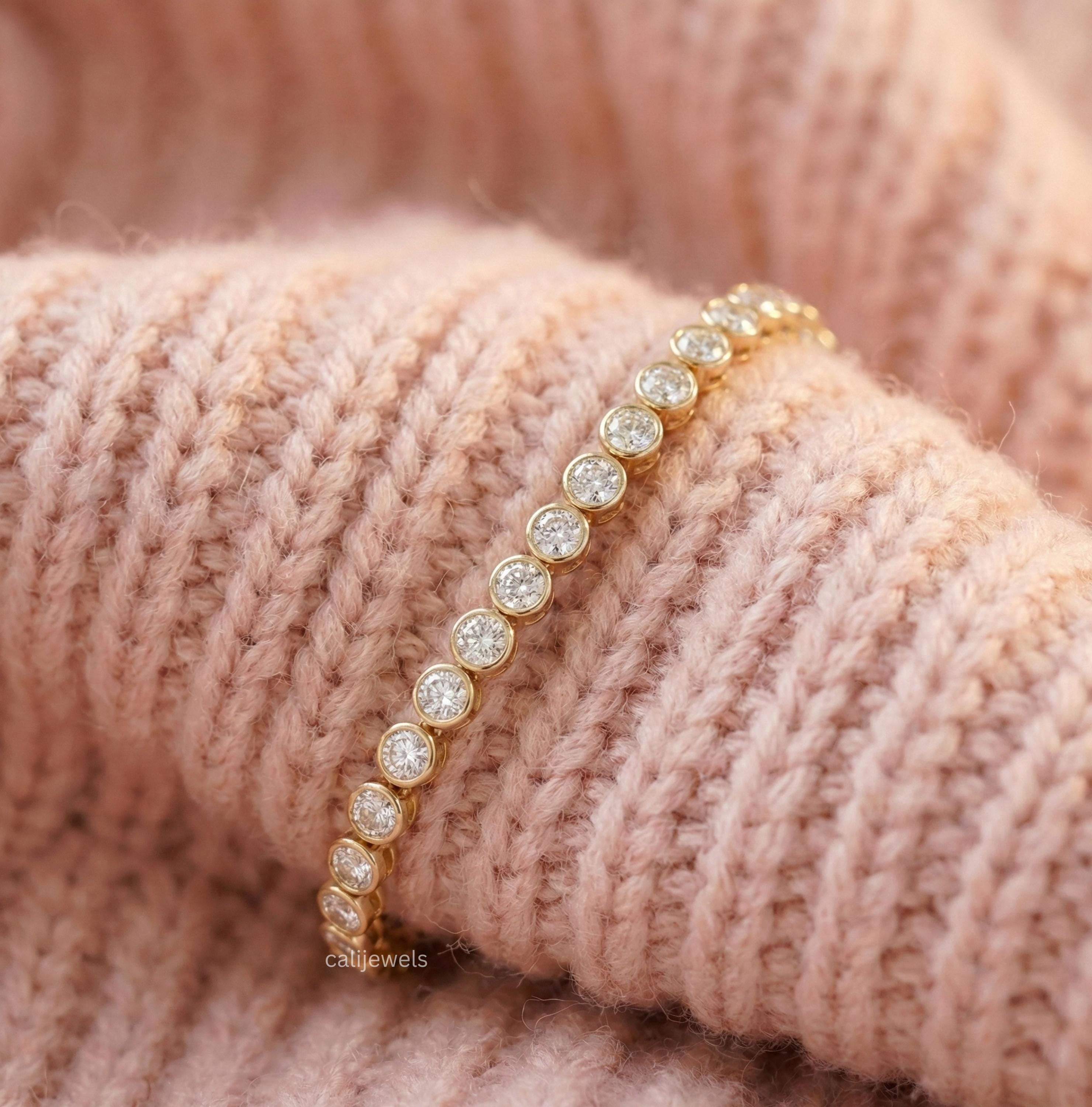 3.00 MM Round Lab Grown Diamond  Bezel Set Tennis Bracelet