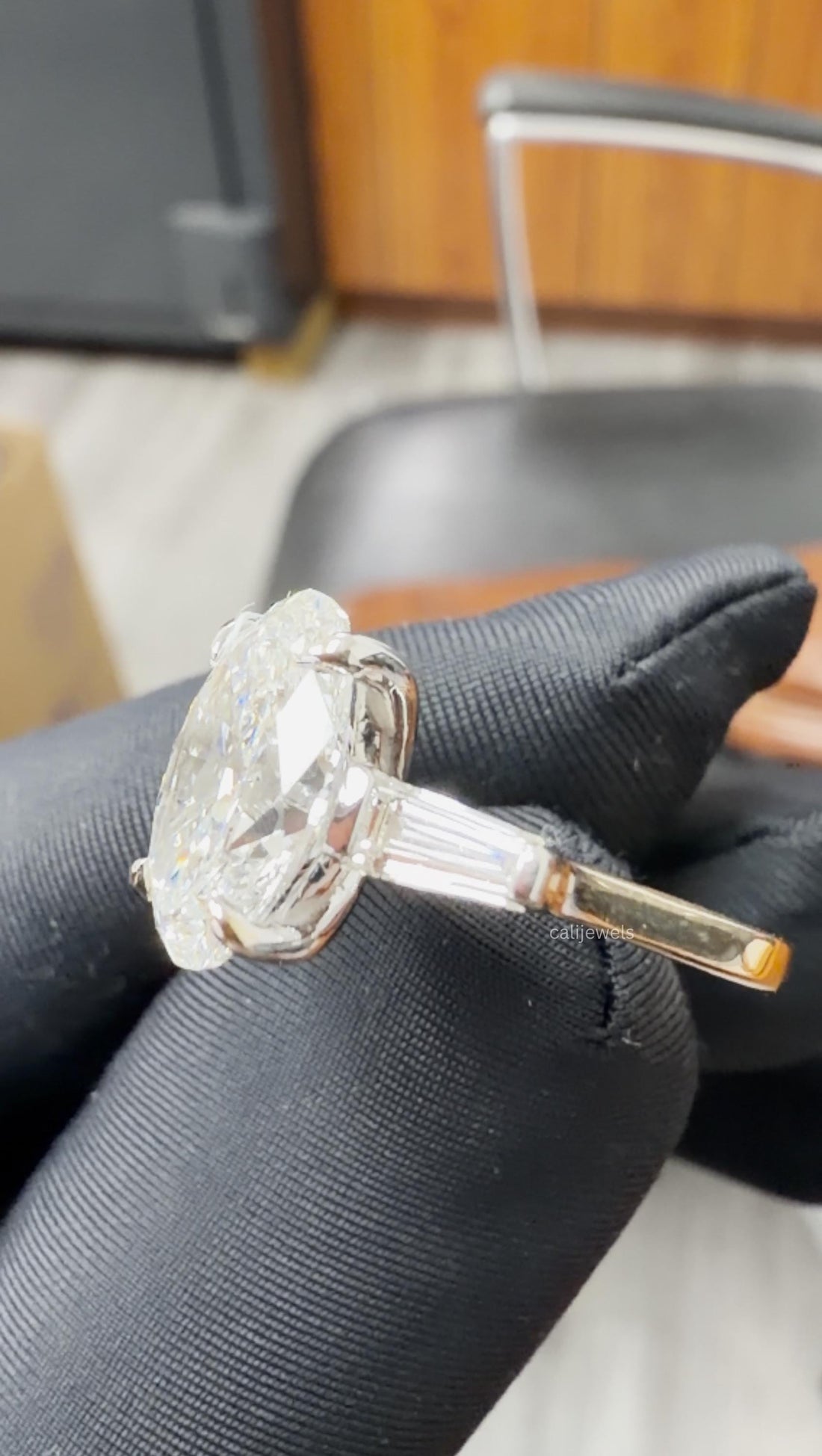 Oval Cut Lab Diamond Three Stone Engagement Ring