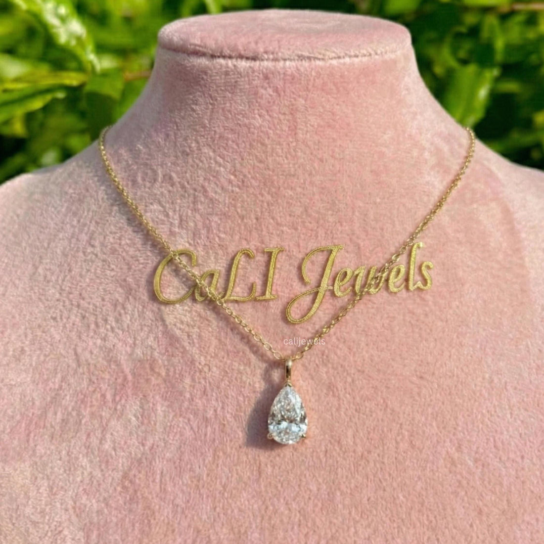 Pear Cut Lab Diamond Solitaire Engagement Pendant