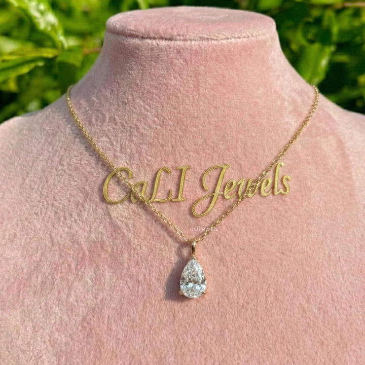 Pear Cut Lab Diamond Solitaire Engagement Pendant
