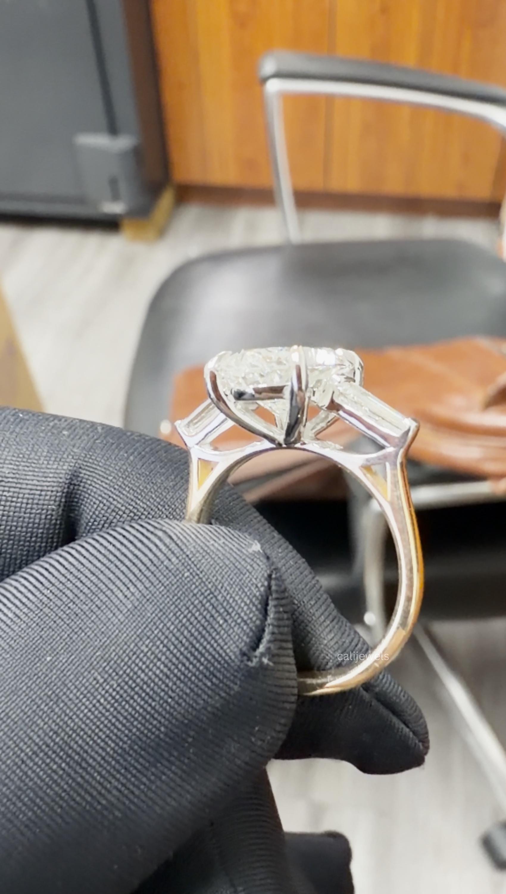 Oval Cut Lab Diamond Three Stone Engagement Ring