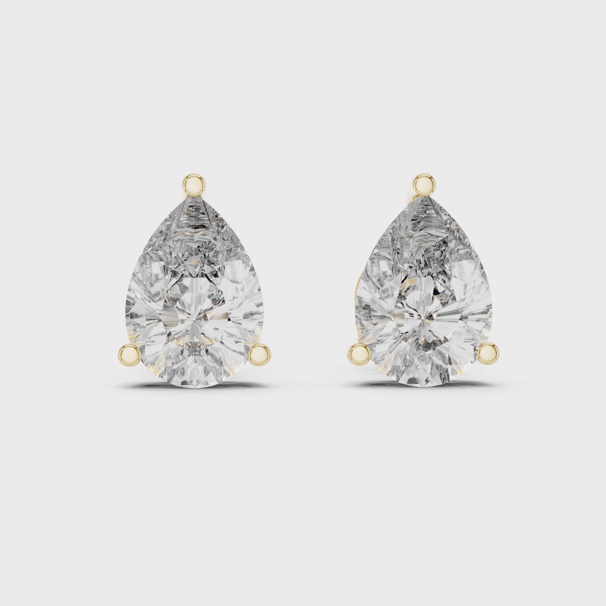 14-KT Gold Pear-Shaped 2-CT Lab-Grown Diamond Earrings