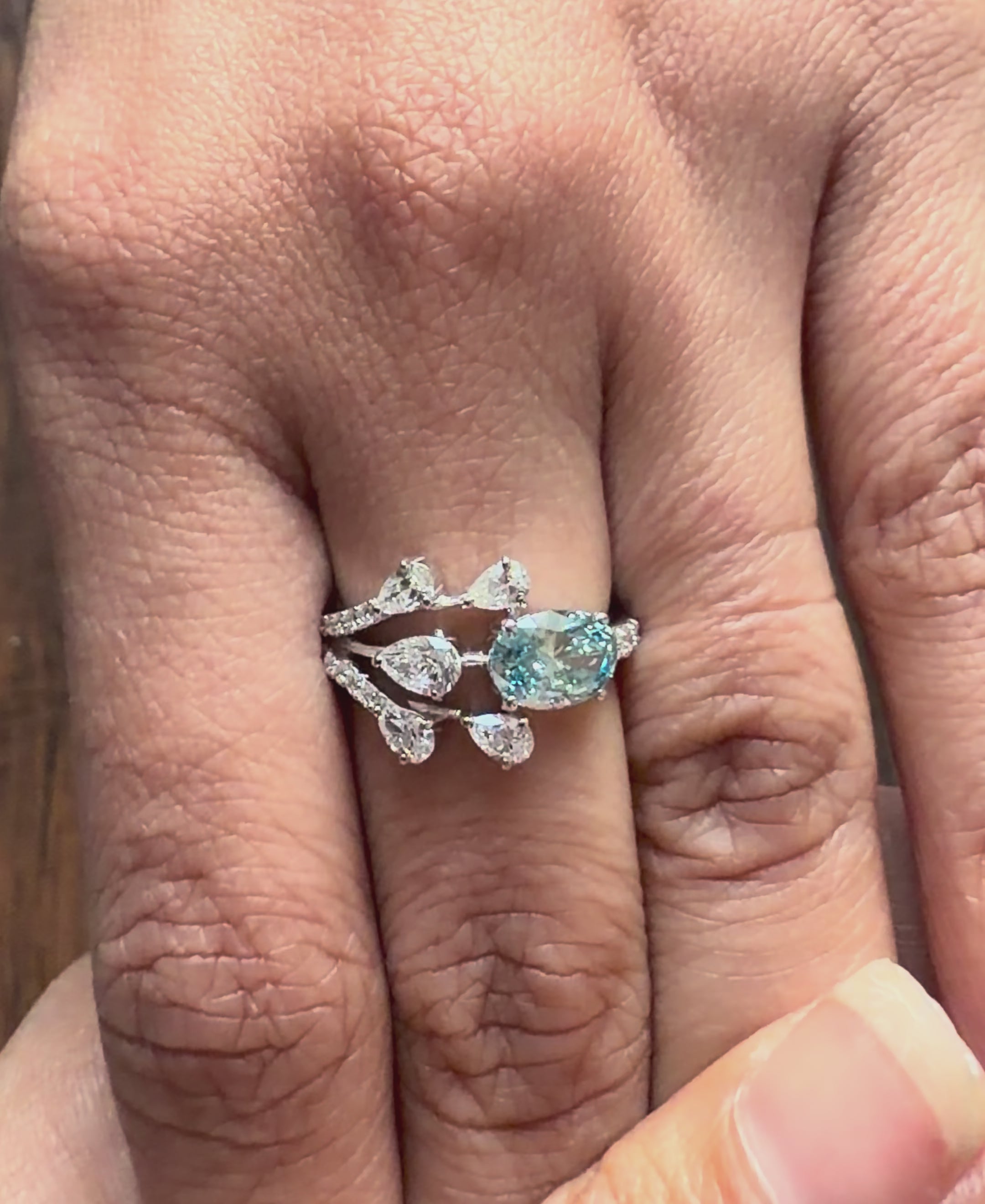 White Gold Pear & Oval Shape Lab Diamond Ring