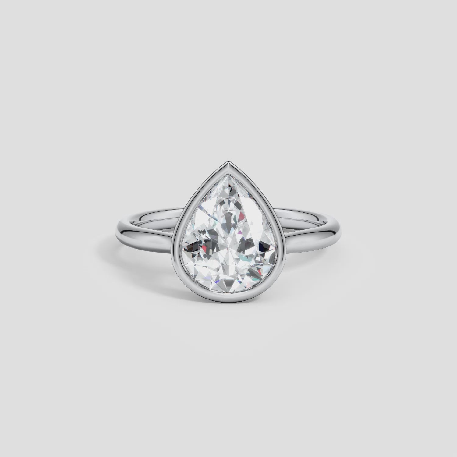 Bezel-Set 2.00-Ct. Pear Lab Grown Diamond Solitaire Engagement Ring