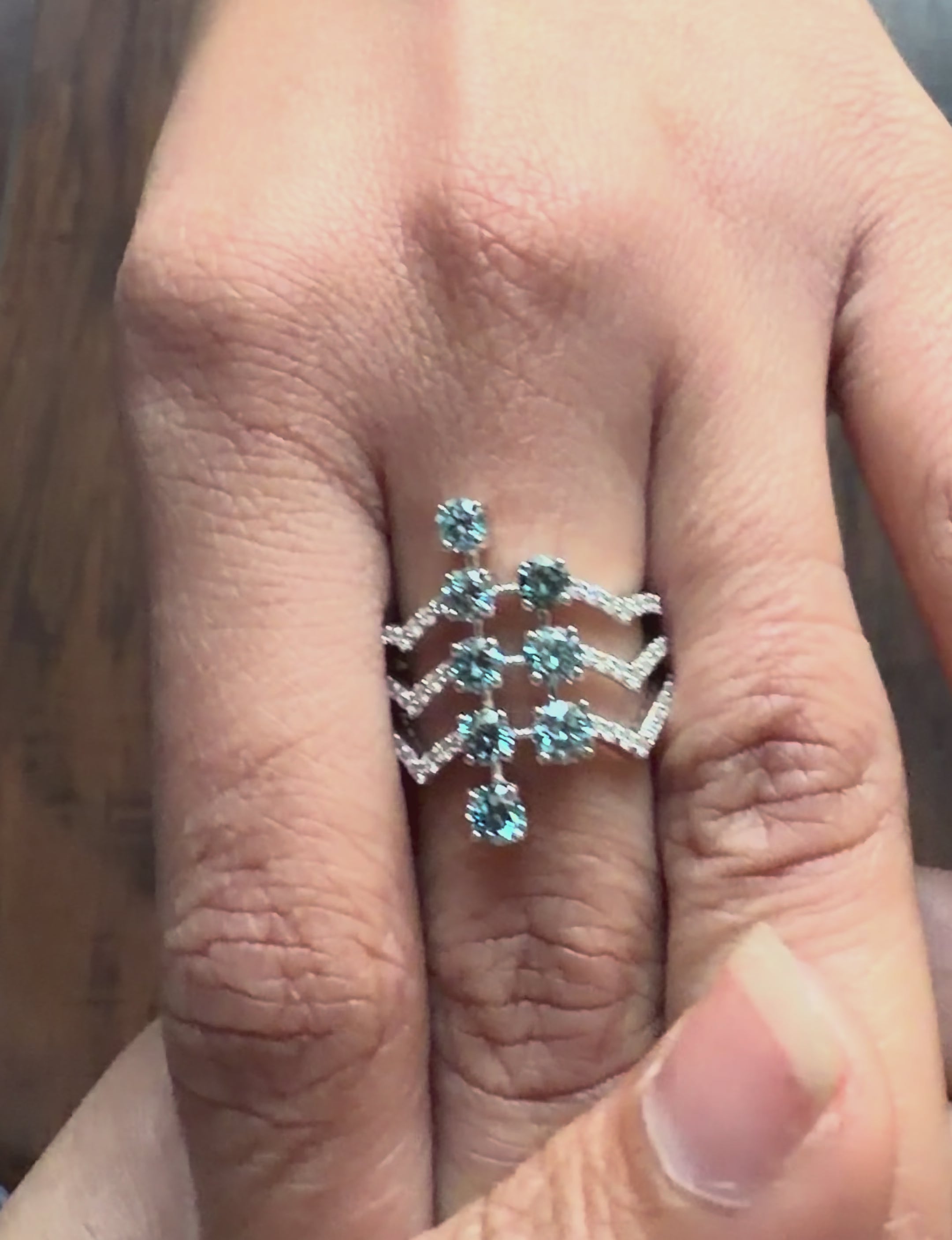 Blue Stone Fancy Lab Diamond Ring