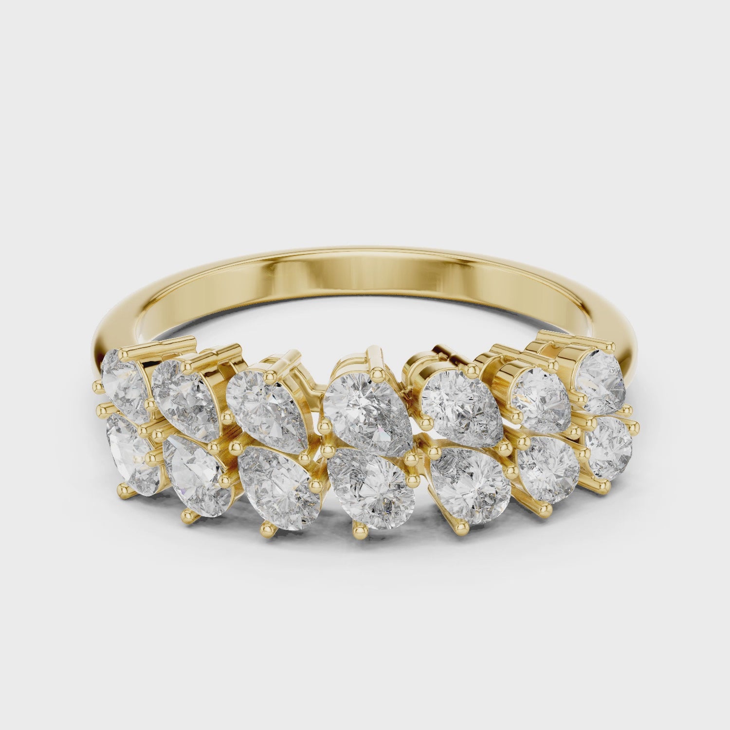 Lustrous Petal Sparkle Ring 14KT