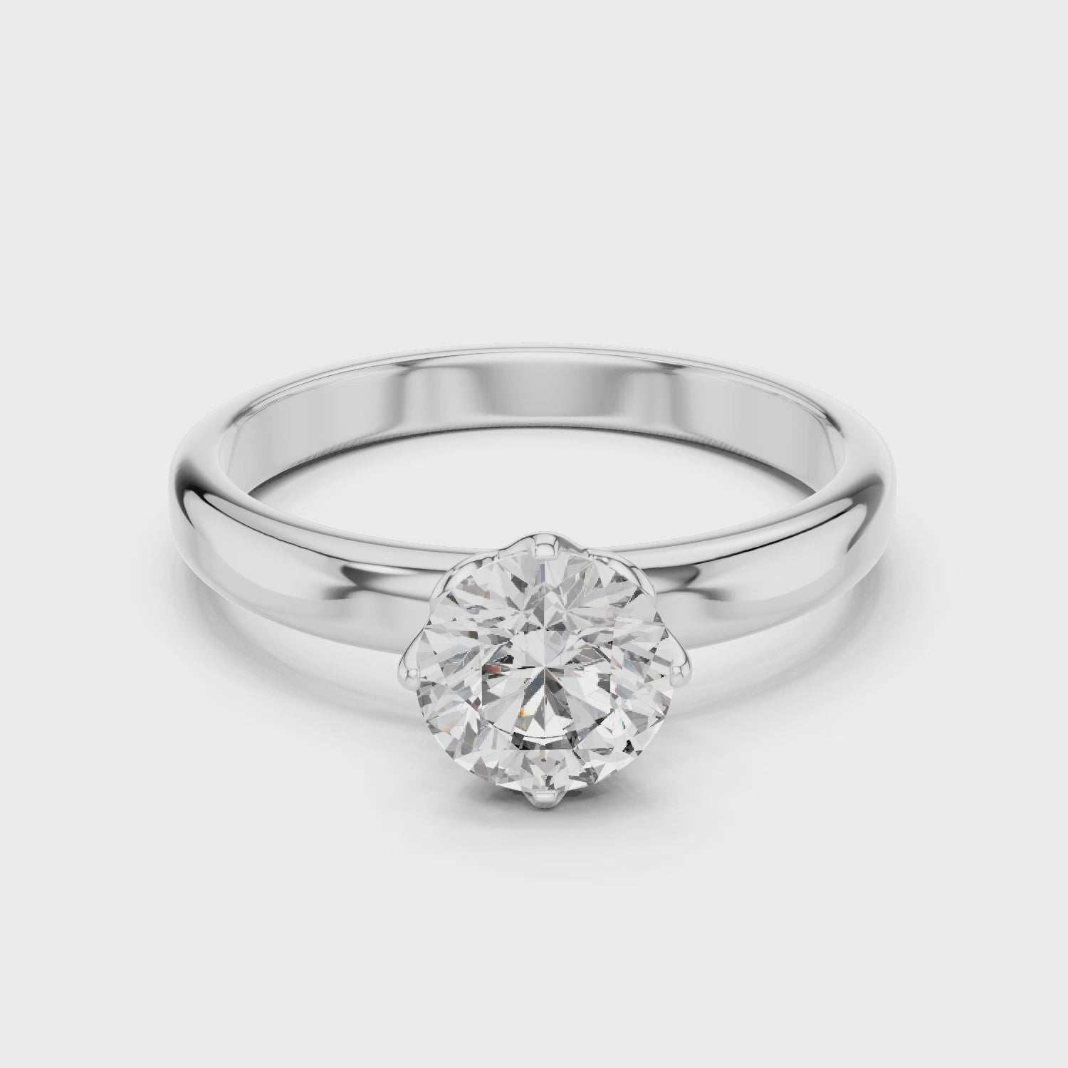 Elegant Engagement Ring with Brilliant 1-CT Diamond Center in 14-KT White Gold