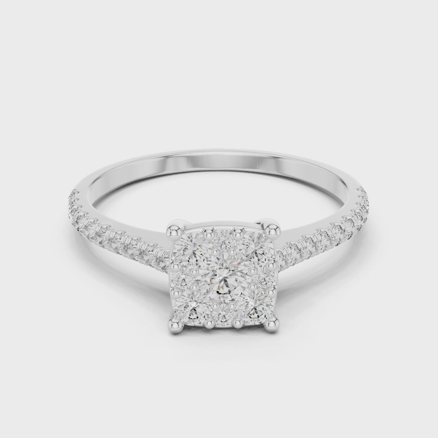 Radiant Round Cluster Diamond Ring in 14-KT White Gold