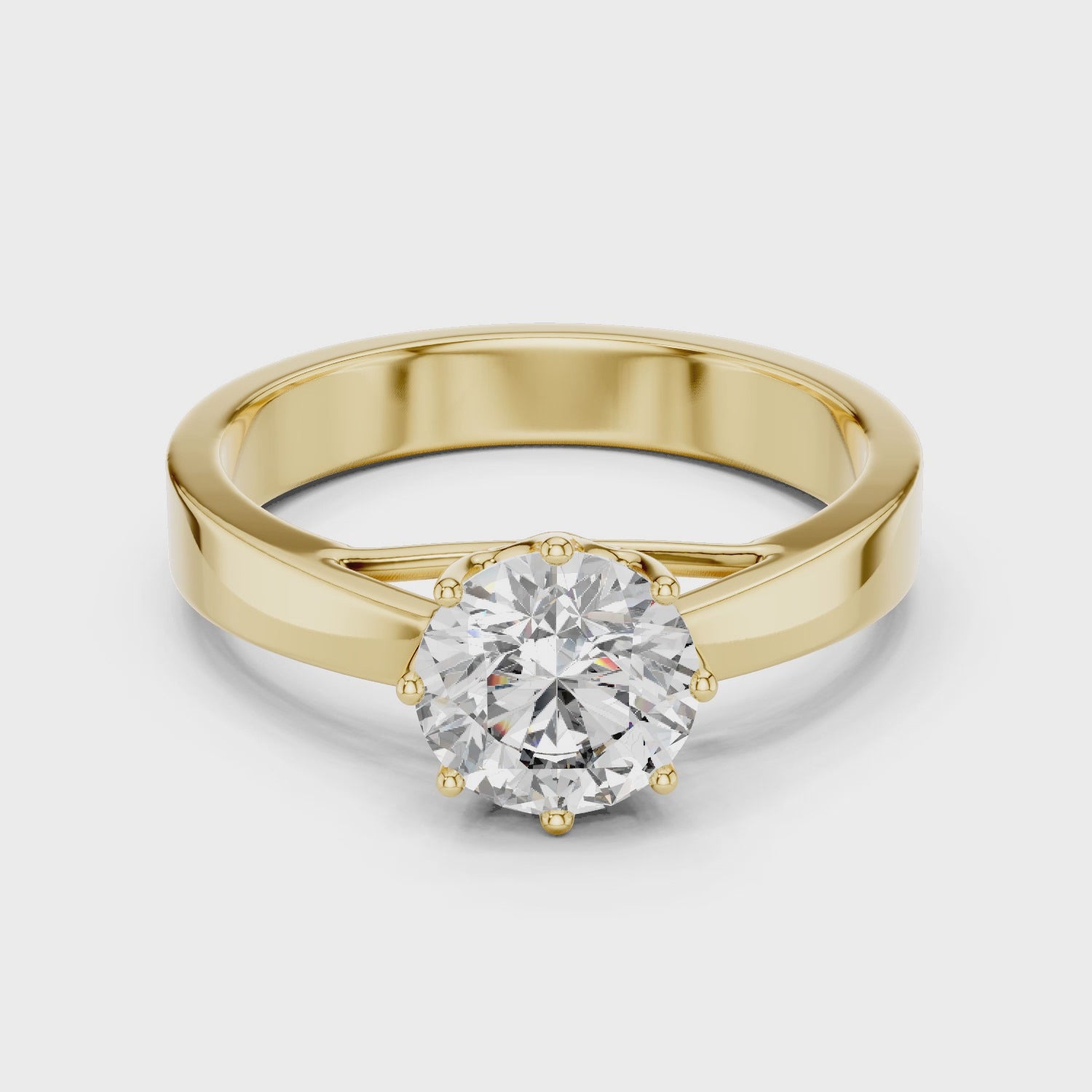 Timeless Solitaire Engagement Ring – Six-Prong 1-CT Round Diamond in White, Yellow, Rose Gold