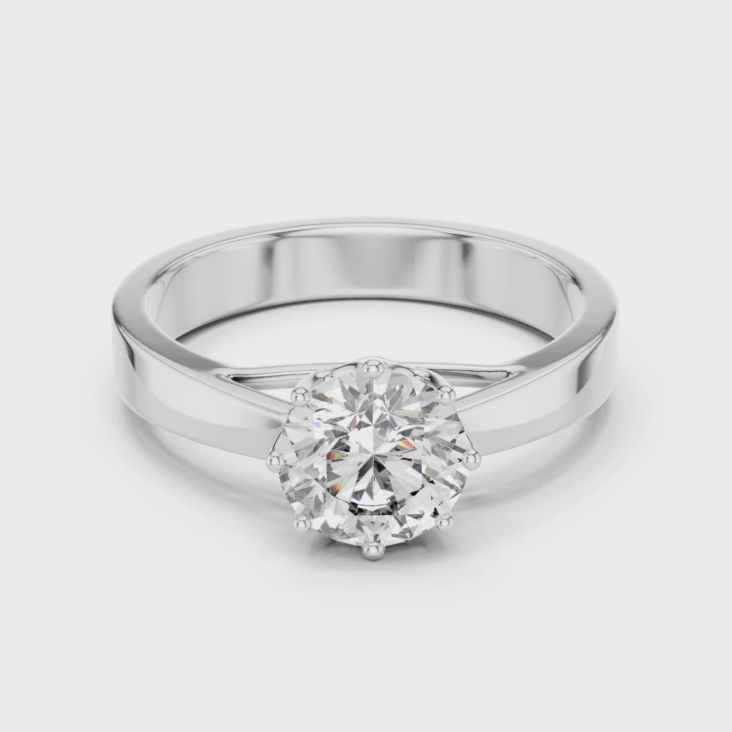 Timeless Solitaire Engagement Ring – Six-Prong 1-CT Round Diamond in White, Yellow, Rose Gold