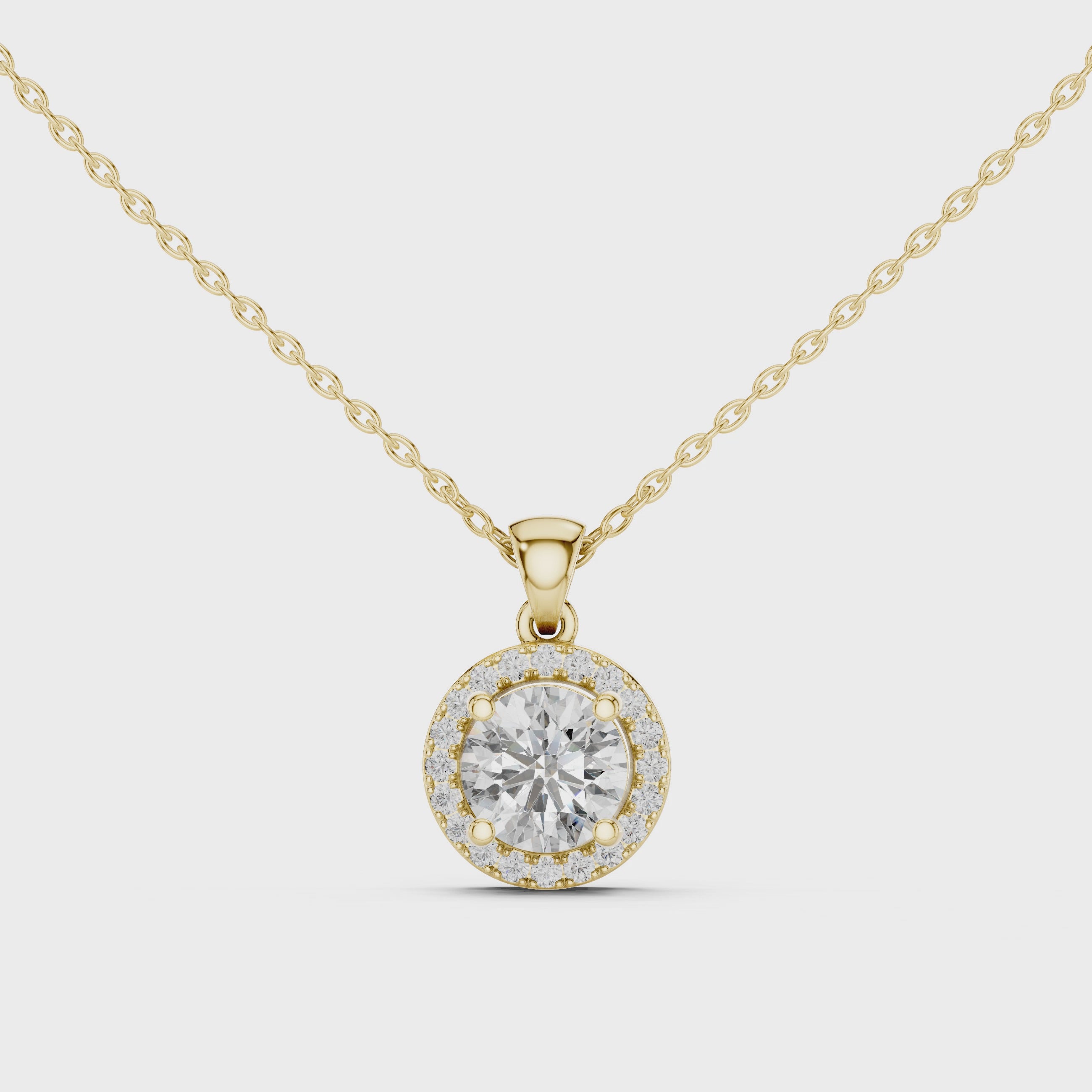 Brilliant Halo 1-CT Diamond Necklace in 14-KT White Gold