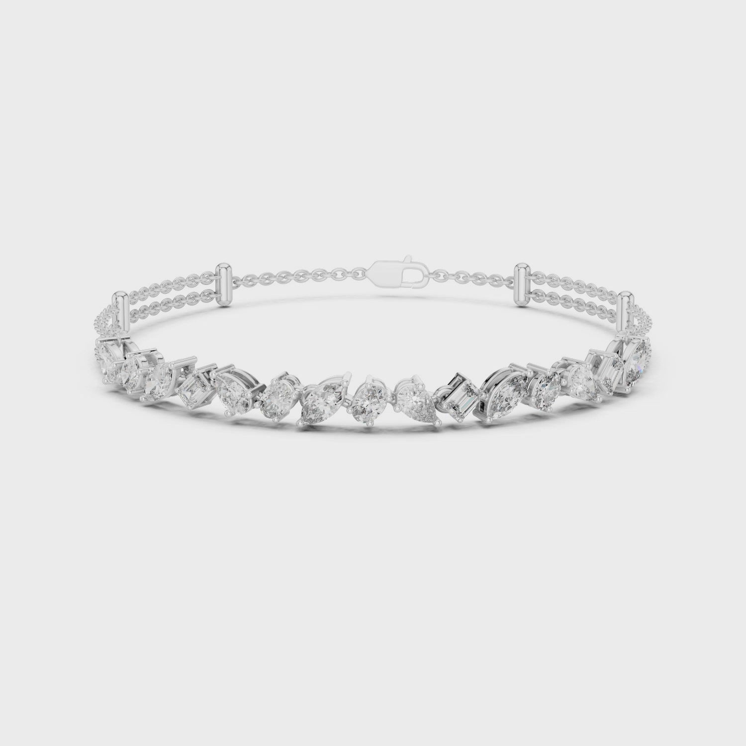 14-KT White Gold Fancy-Cut Diamond Bracelet