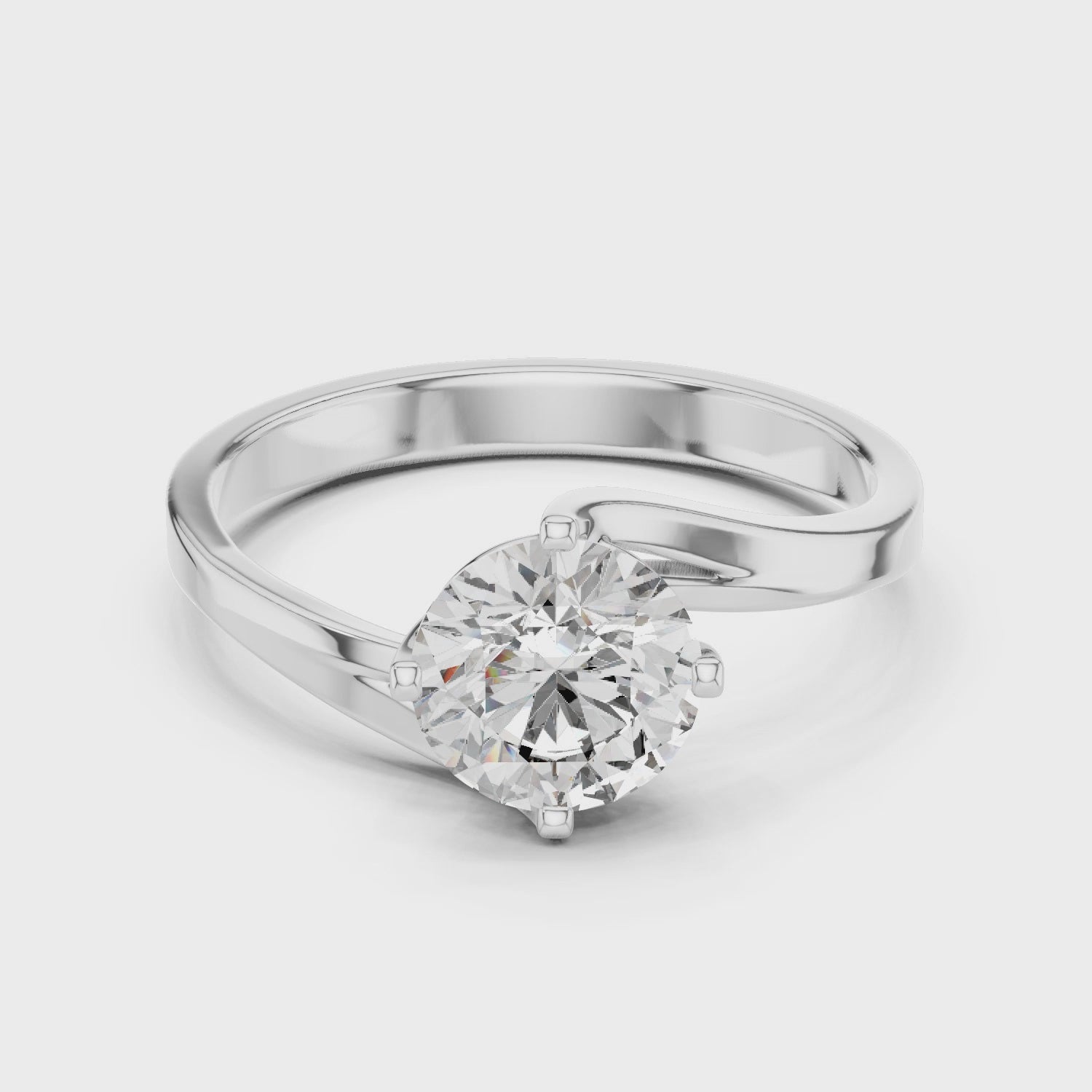 Twist of Elegance 1-CT Diamond Solitaire Ring In 14-KT White Gold