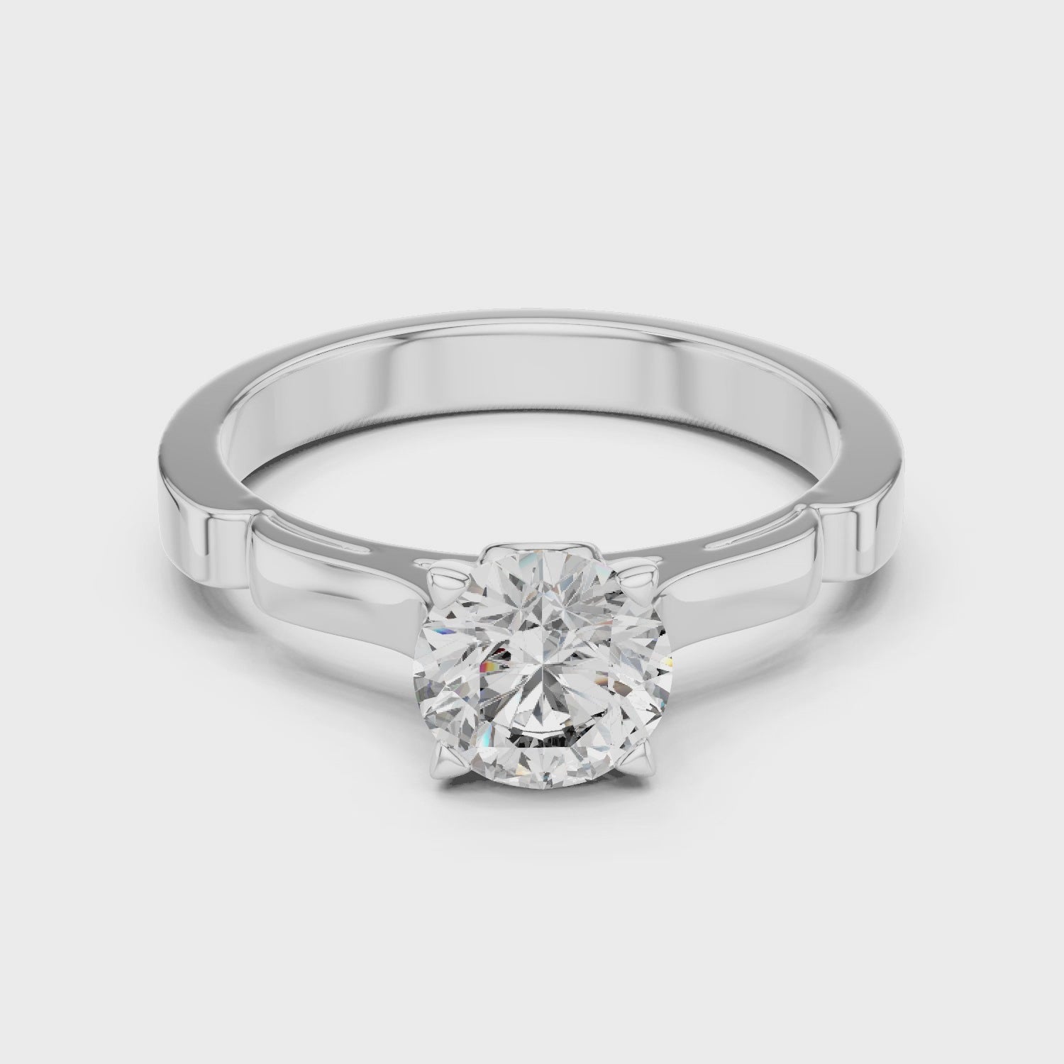 Elegant 1-CTSolitaire Diamond Engagement Ring in 14-KT White Gold