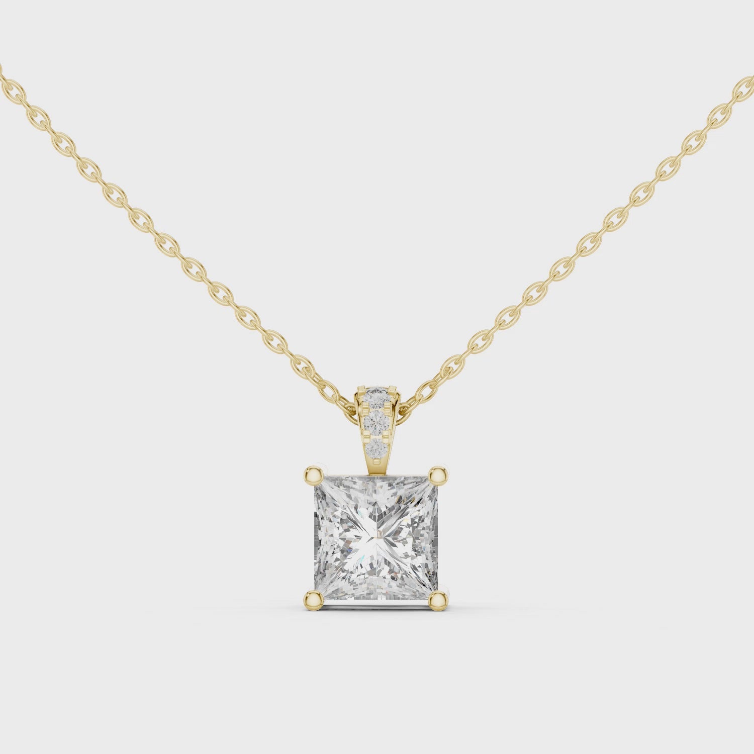 14-KT White Gold Radiant 2.5-CT Princess-Cut Diamond Necklace