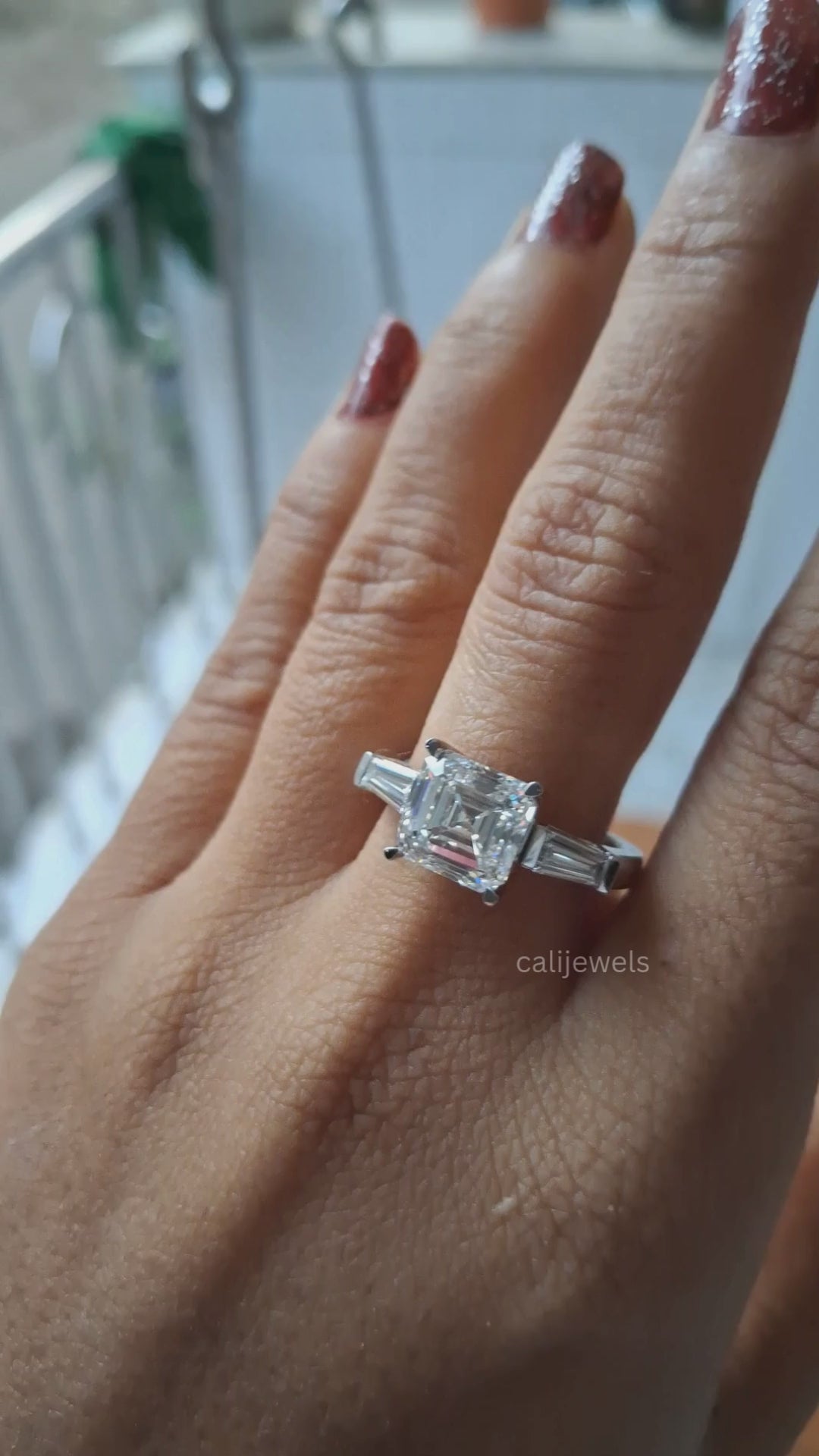Asscher Cut Lab Grown Diamond Engagement Ring